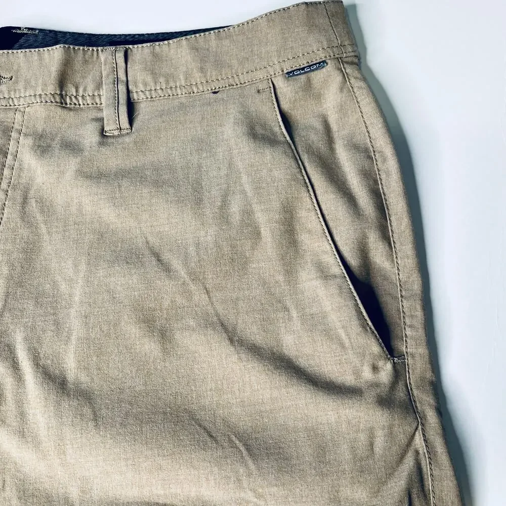 Volcom Flat Front Khaki Shorts 36